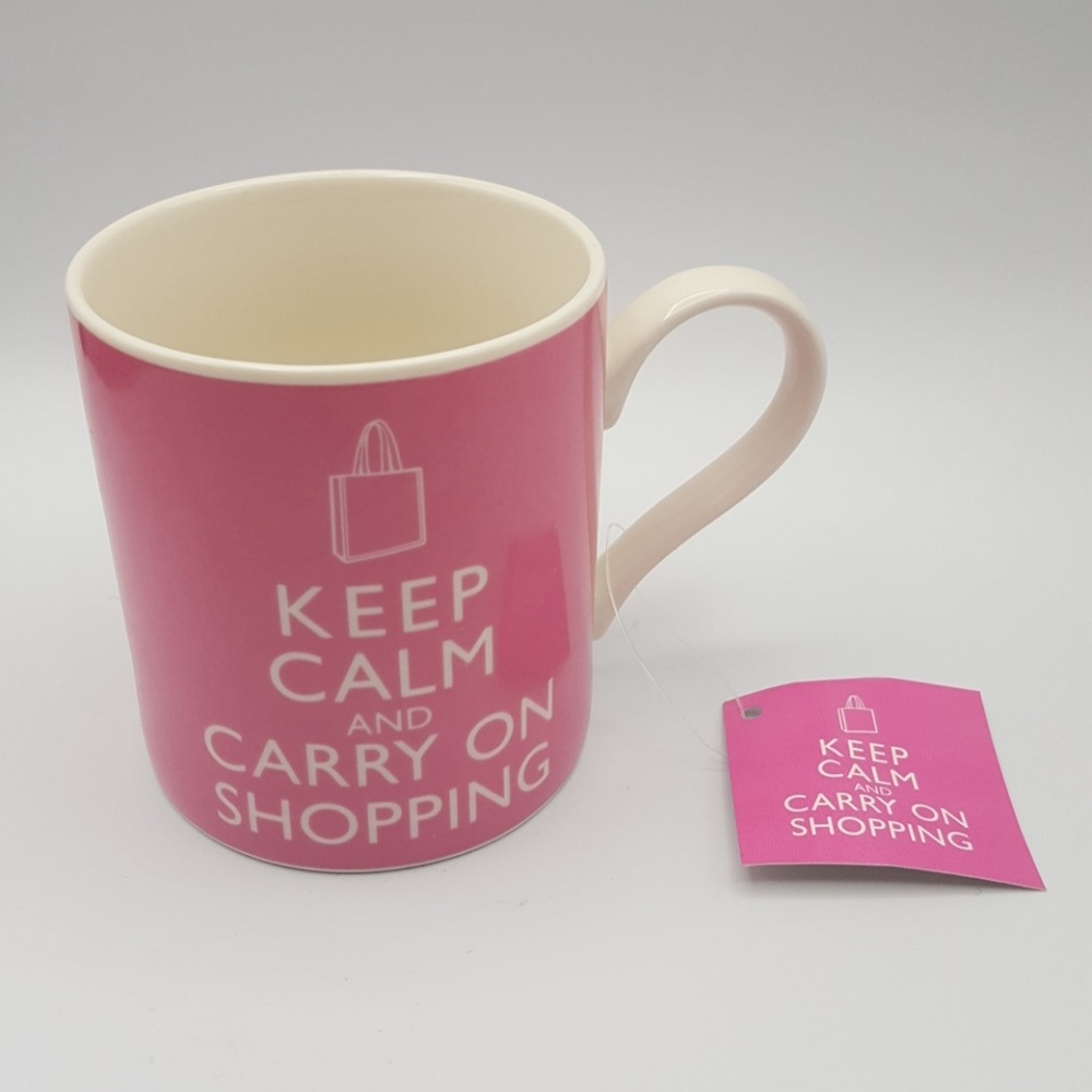 Keep Calm and Carry On Shopping Ceramic Coffee Cup - Picture 3 of 6